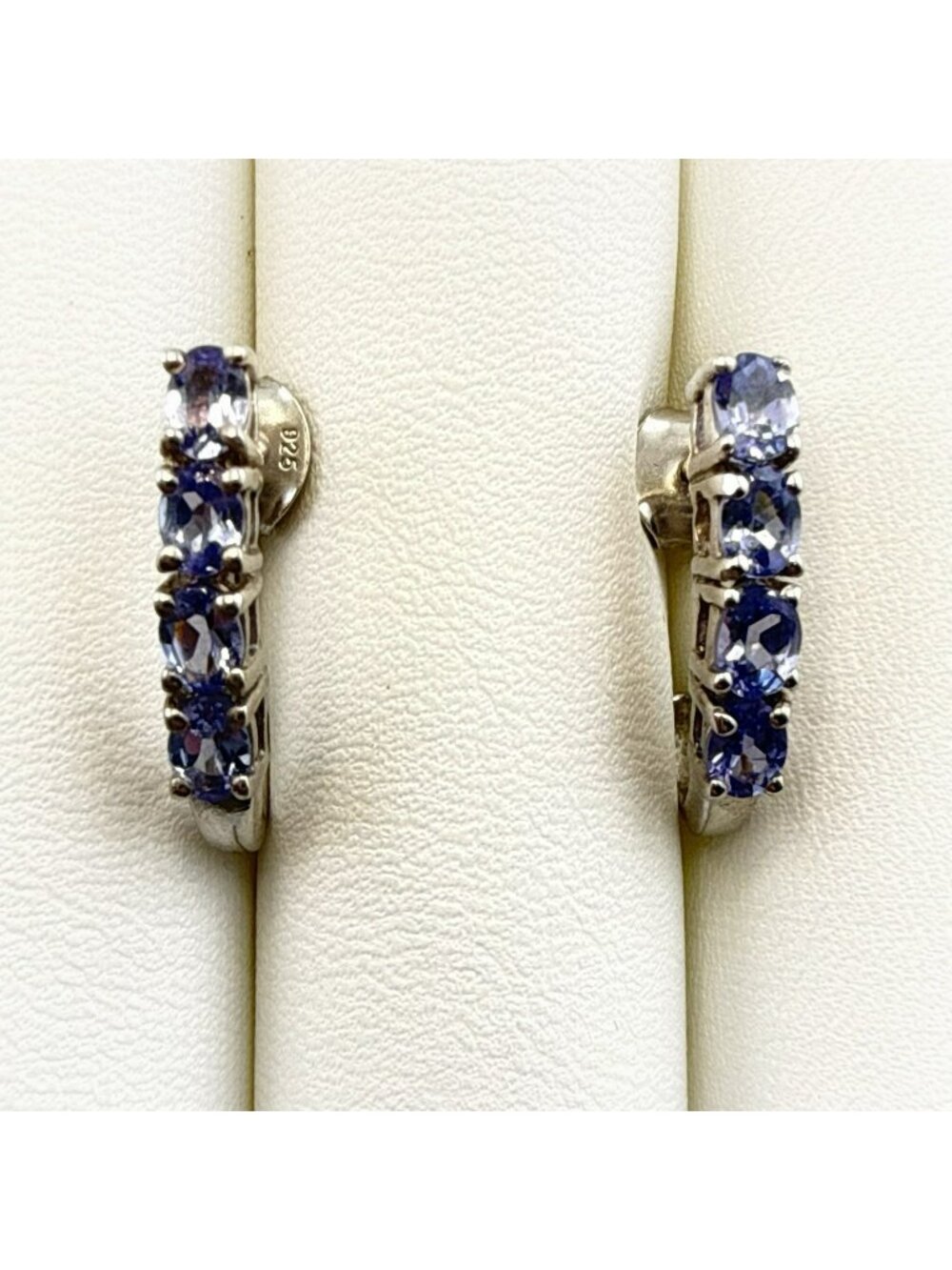 JTV Earrings Tanzanite Sterling Silver Half Hoop 4 Stone 925 Purple Gemstone